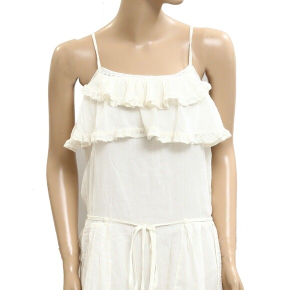 Free People Free-est Beachy Boheme Tunic Mini Dress Lace Cami Ruffle XS 283542 - Picture 4 of 7